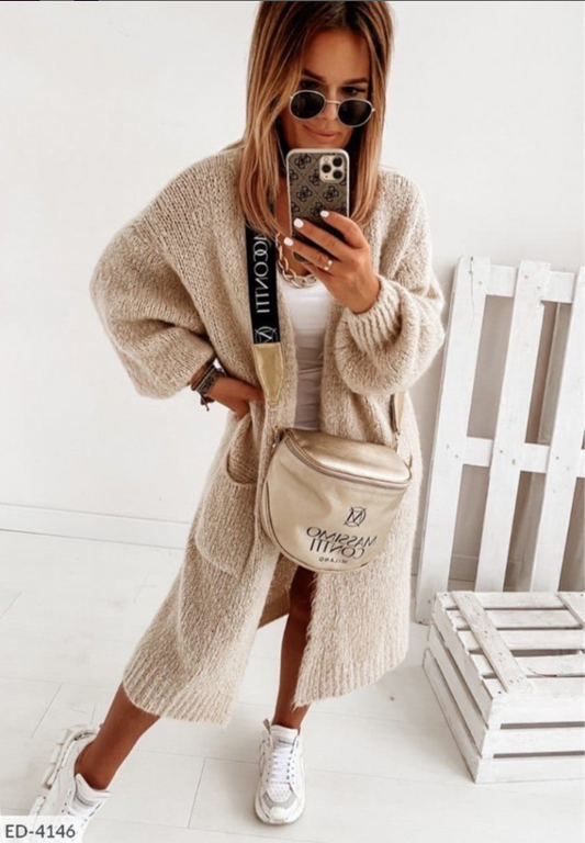 Luna Women's Long Cardigan | Soft Knitted Fabric, Versatile Outerwear