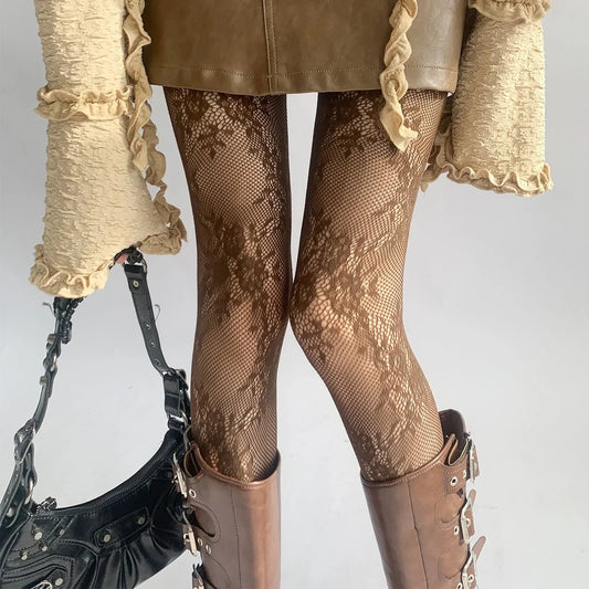 Mavi Women's Tights | Hollow Floral Pattern, Versatile Style