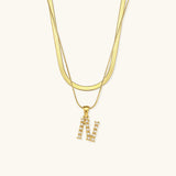 Lune Layered Gold Initial Letter Necklace