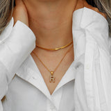 Lune Layered Gold Initial Letter Necklace