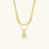 Lune Layered Gold Initial Letter Necklace