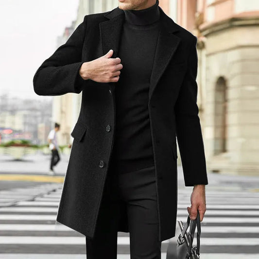 Rocco Men's Overcoat | Tailored Wool Blend, Classic Knee-Length