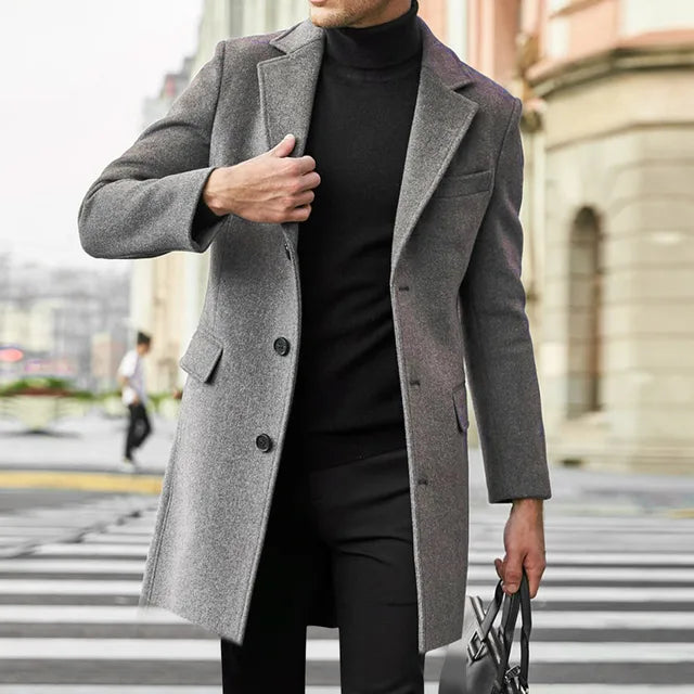Rocco Men's Overcoat | Tailored Wool Blend, Classic Knee-Length