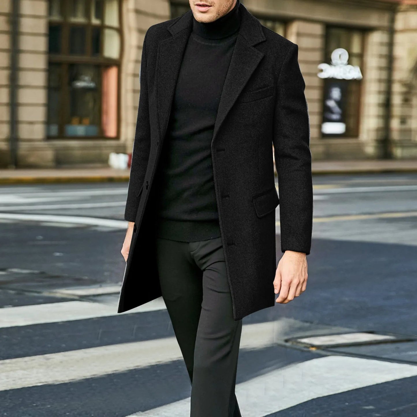 Rocco Men's Overcoat | Tailored Wool Blend, Classic Knee-Length