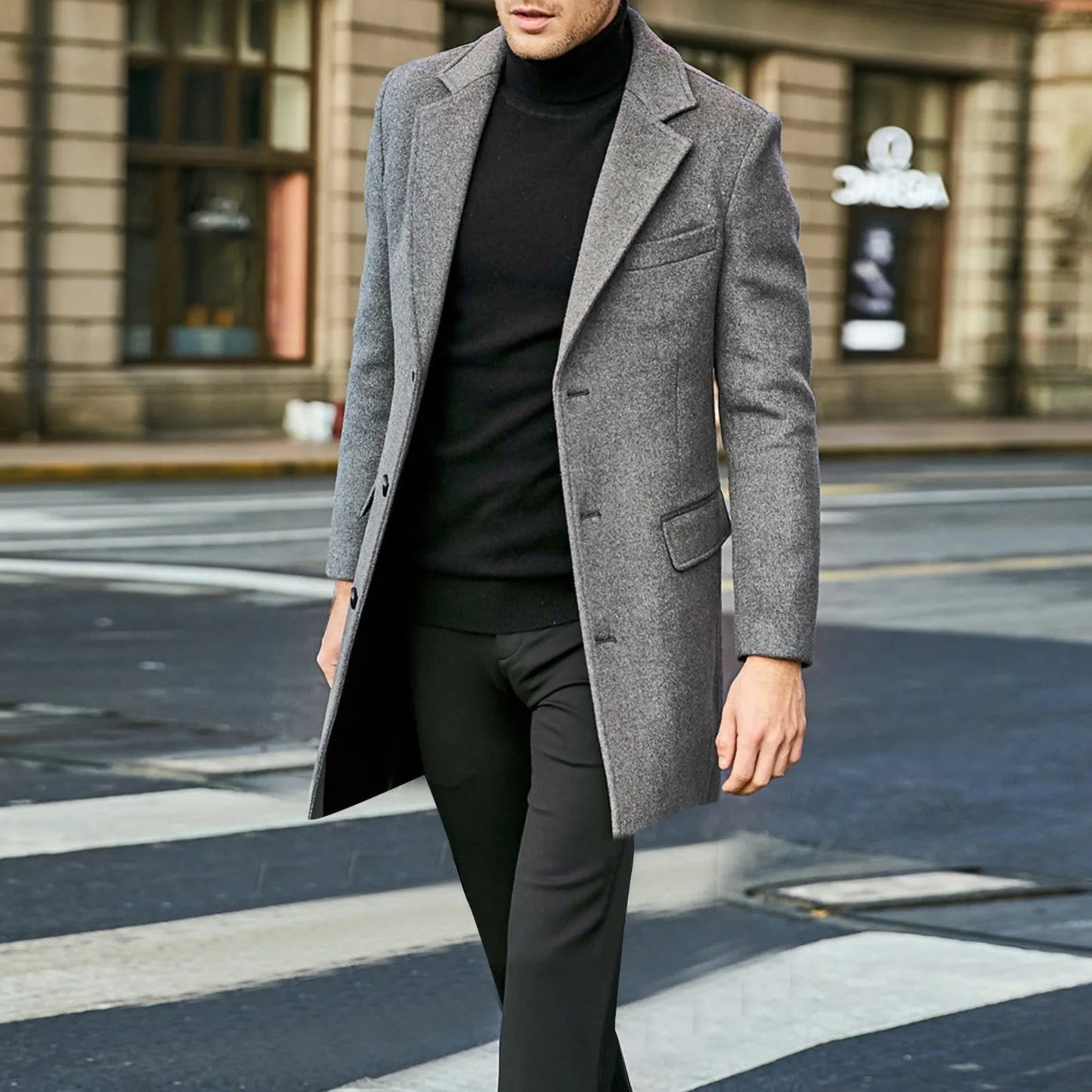 Rocco Men's Overcoat | Tailored Wool Blend, Classic Knee-Length