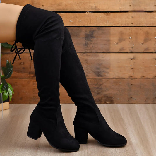 Sable Women's Thigh High Boots | Black, Versatile Block Heel
