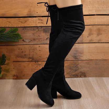 Sable Women's Thigh High Boots | Black, Versatile Block Heel