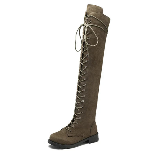 Sylvia Women's Thigh High Boots | Lace-Up Design, Versatile Style
