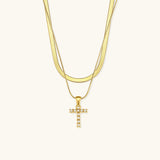 Lune Layered Gold Initial Letter Necklace