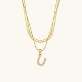 Lune Layered Gold Initial Letter Necklace