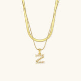 Lune Layered Gold Initial Letter Necklace