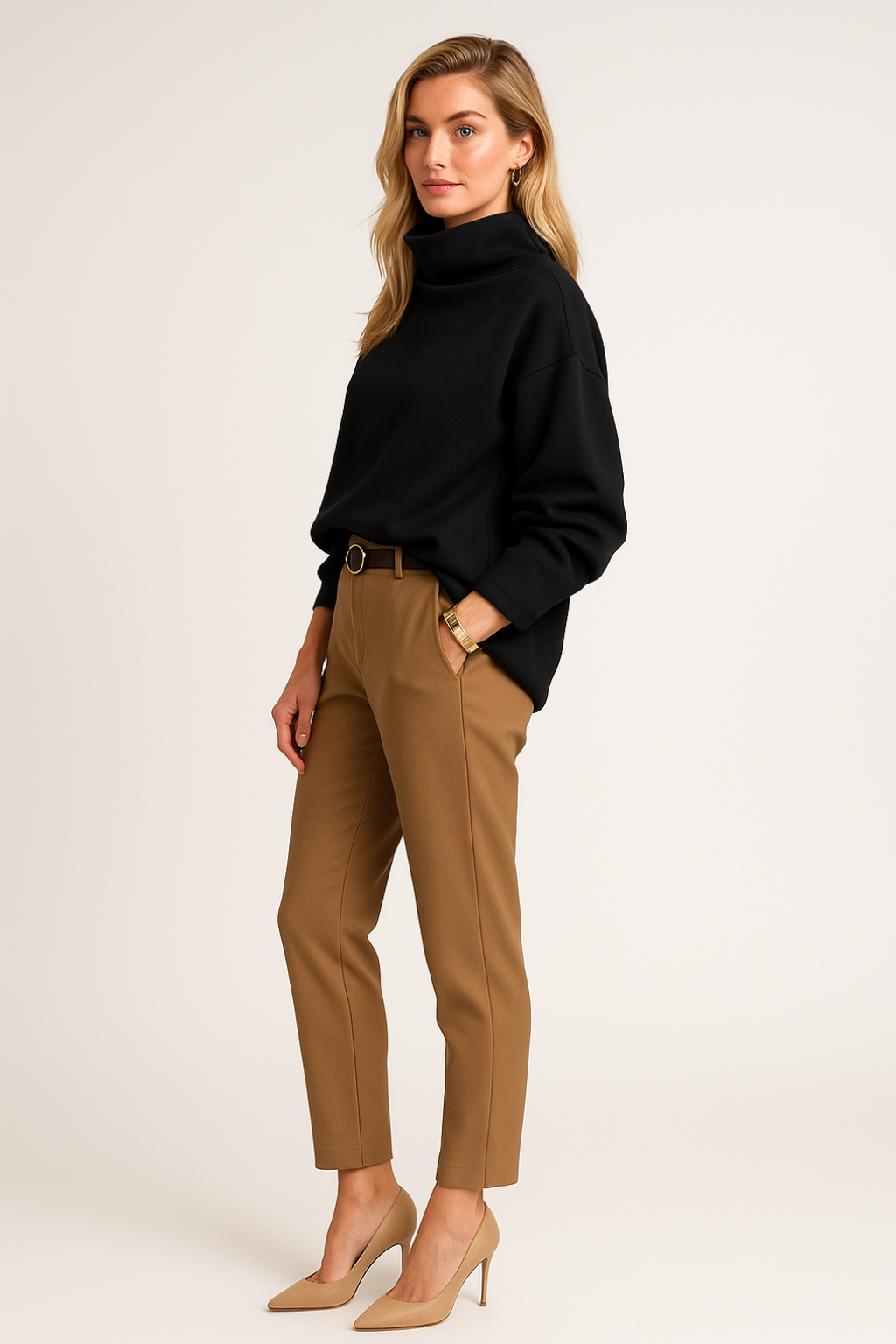 Merea | Women’s Black Ribbed Turtleneck Sweate