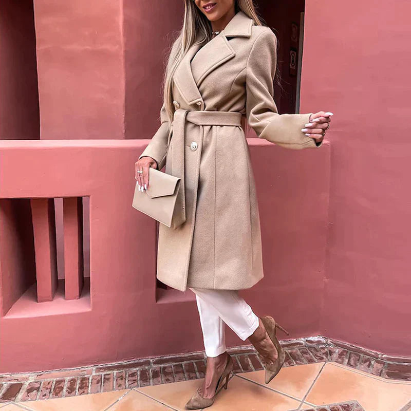 Bevella | Women’s Belted Wool-Blend Maxi Coat