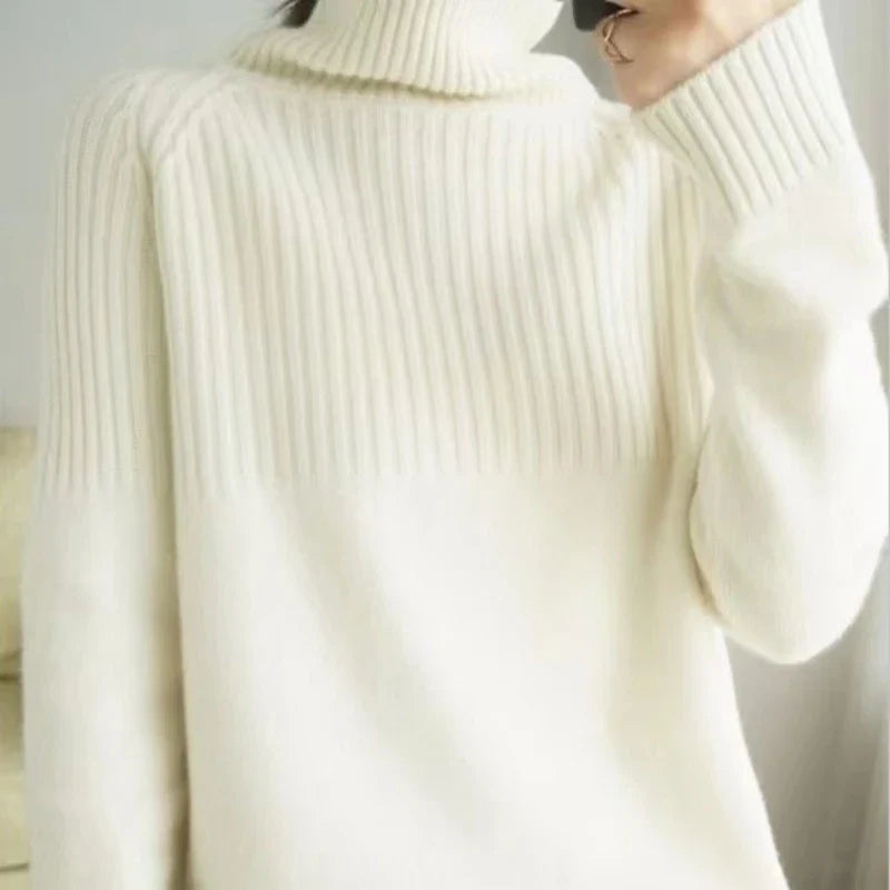 Tessara | Women’s Winter Sweater with Turtleneck and Ribbed Pattern