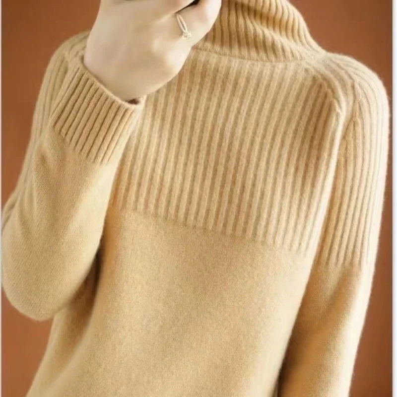 Tessara | Women’s Winter Sweater with Turtleneck and Ribbed Pattern