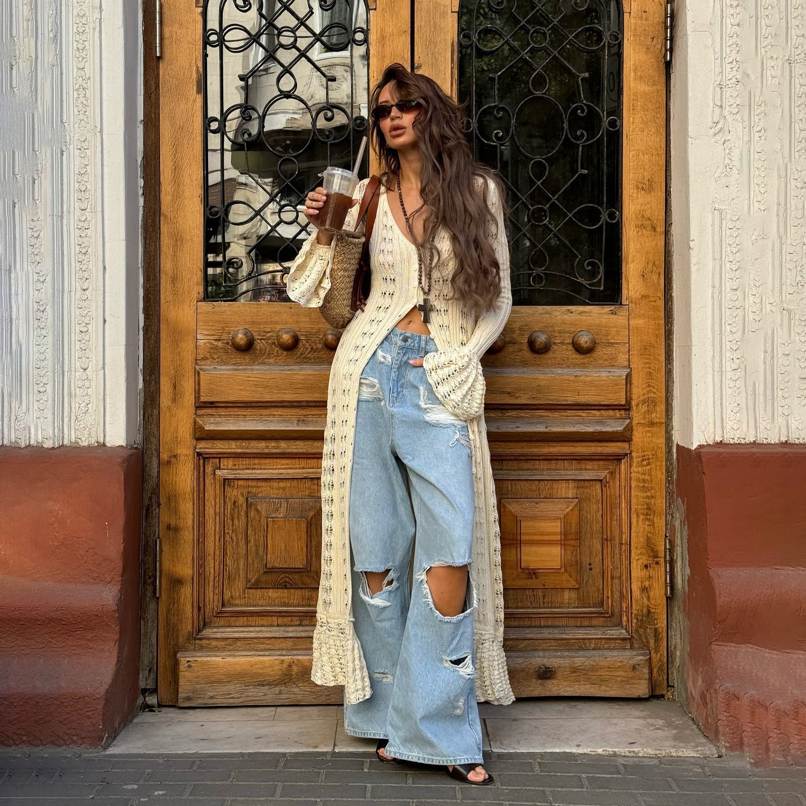 Lola Long Cardigan For Women | Soft Knit With Flared Sleeves