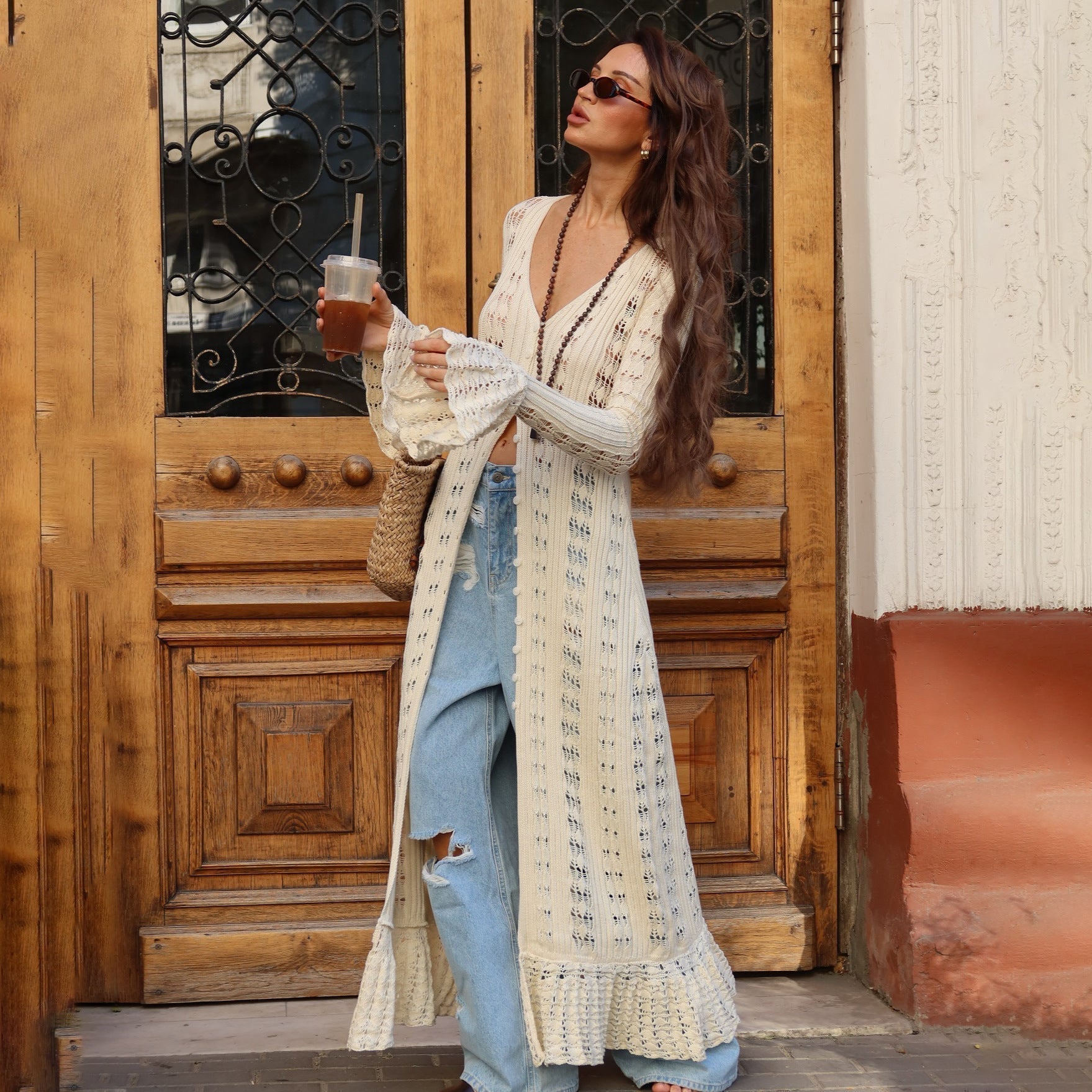 Lola Long Cardigan For Women | Soft Knit With Flared Sleeves