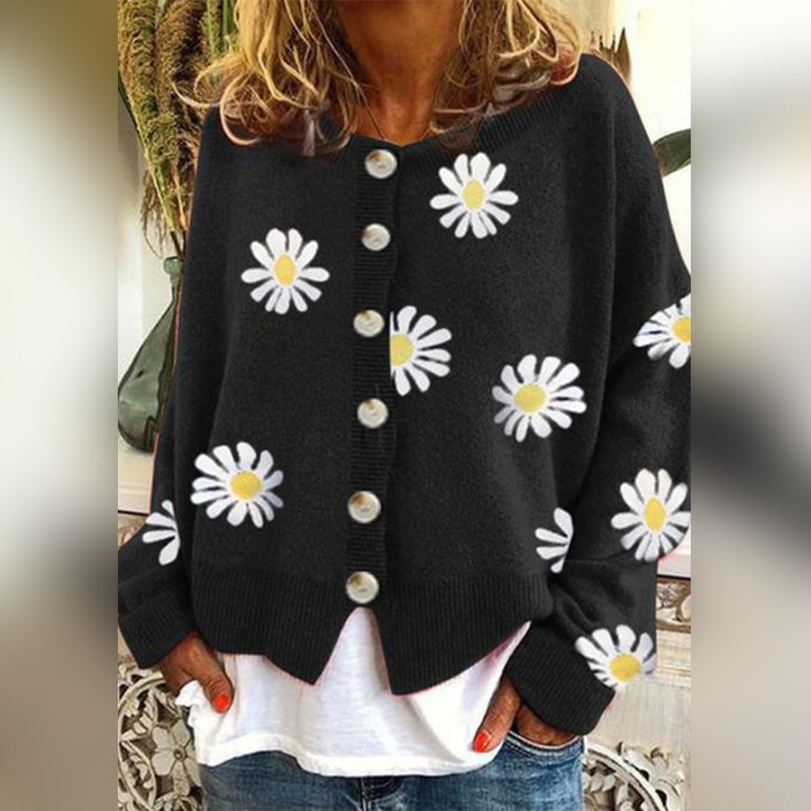 Koravine Floral Knit Cardigan for Women | Playful Cotton, Button-Up Style