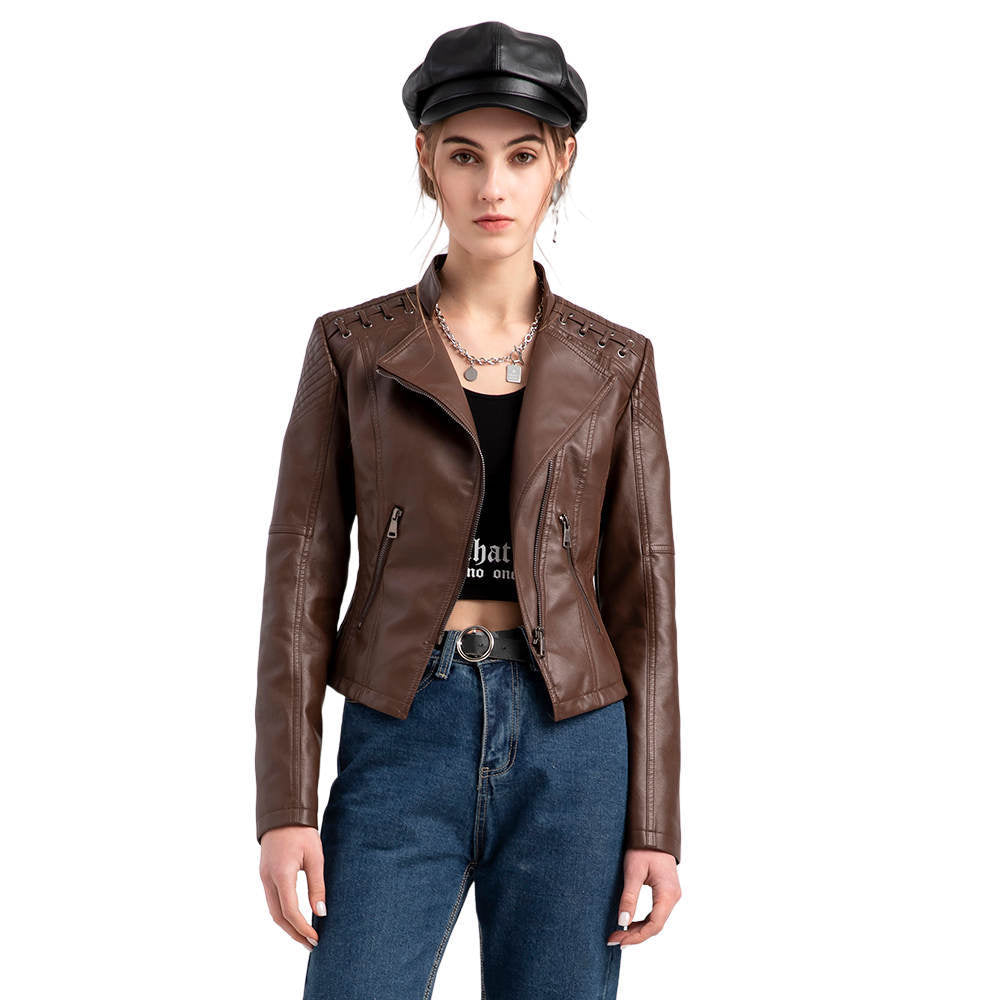 Victoria Lamb Leather Jacket for Women | Luxe Cropped Biker in Vibrant Shades