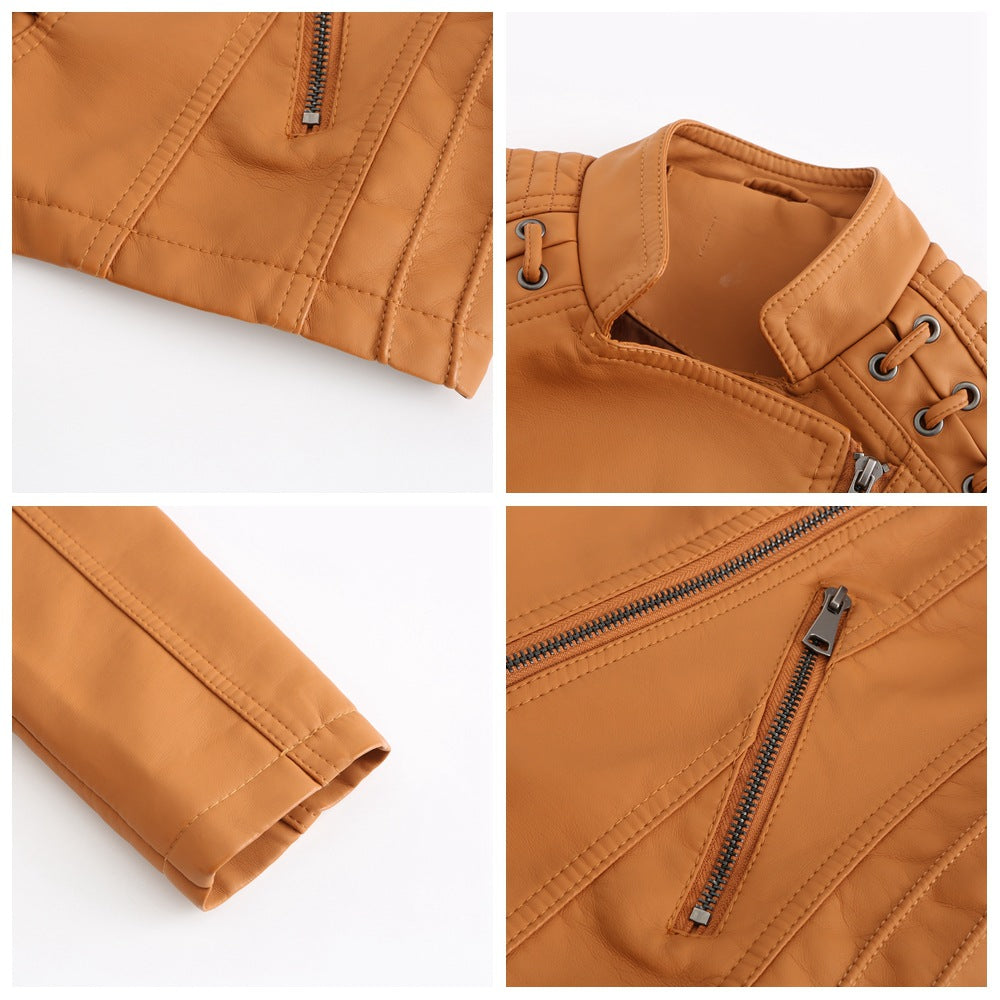 Victoria Lamb Leather Jacket for Women | Luxe Cropped Biker in Vibrant Shades