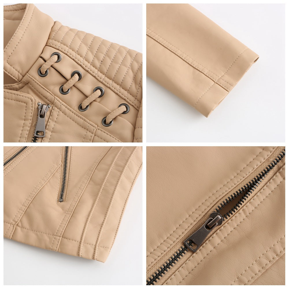 Victoria Lamb Leather Jacket for Women | Luxe Cropped Biker in Vibrant Shades
