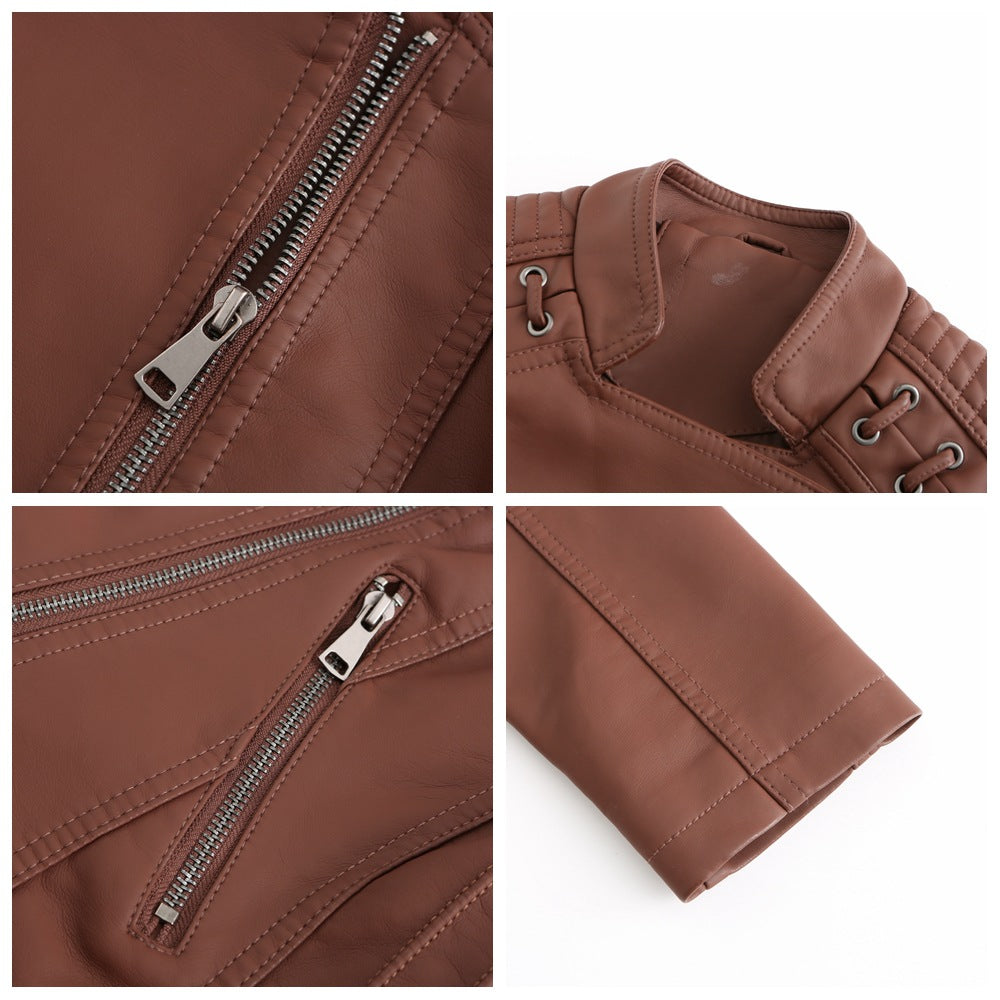 Victoria Lamb Leather Jacket for Women | Luxe Cropped Biker in Vibrant Shades
