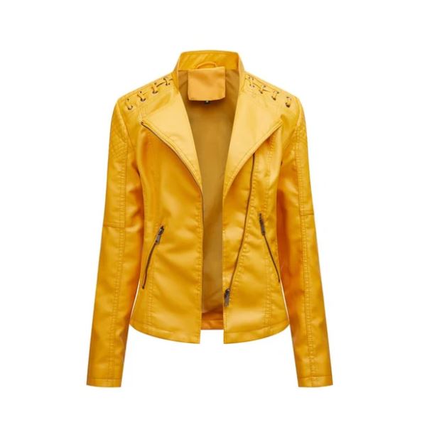 Victoria Lamb Leather Jacket for Women | Luxe Cropped Biker in Vibrant Shades