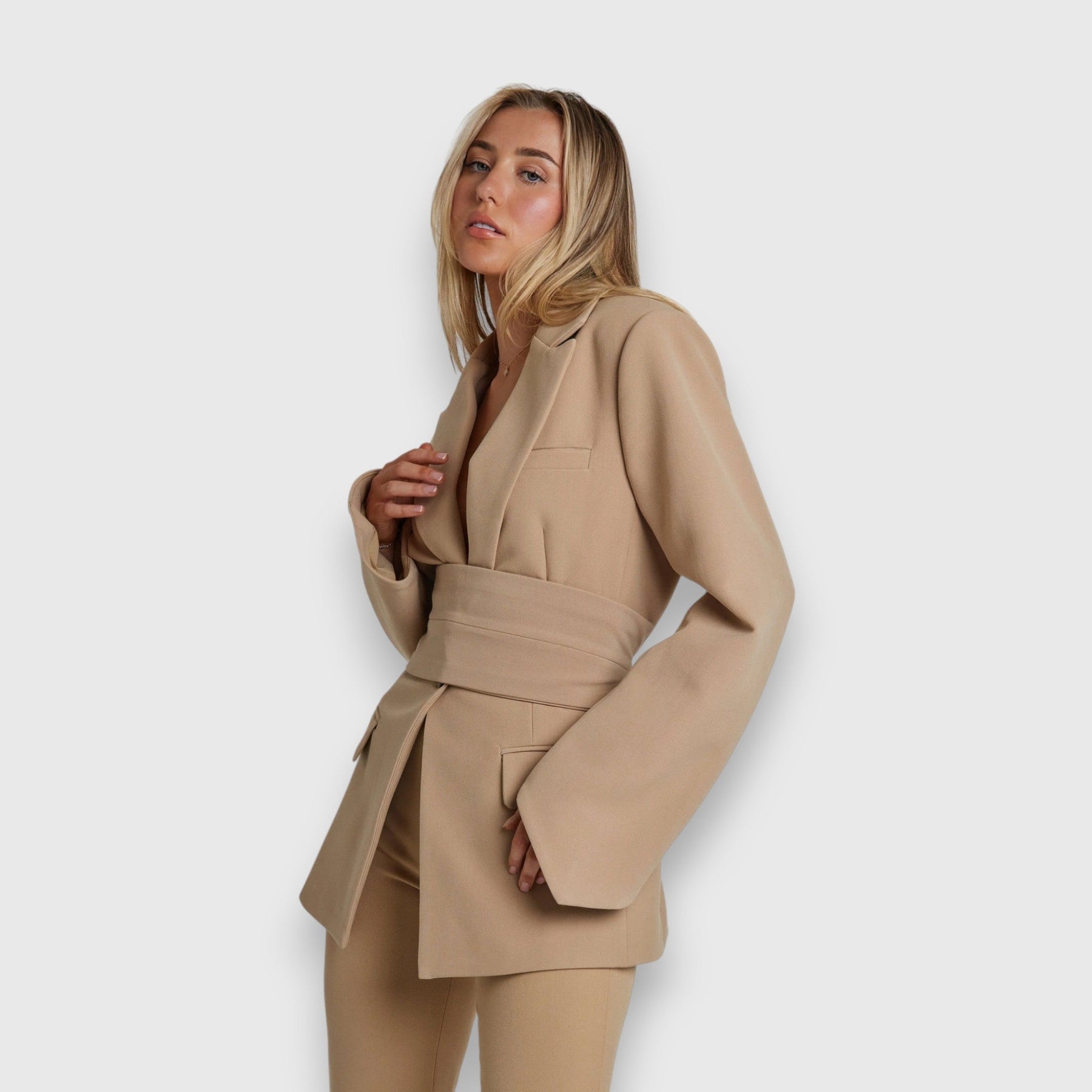 Nalissea Women's Blazer | Tailored Fit, Belted Elegance