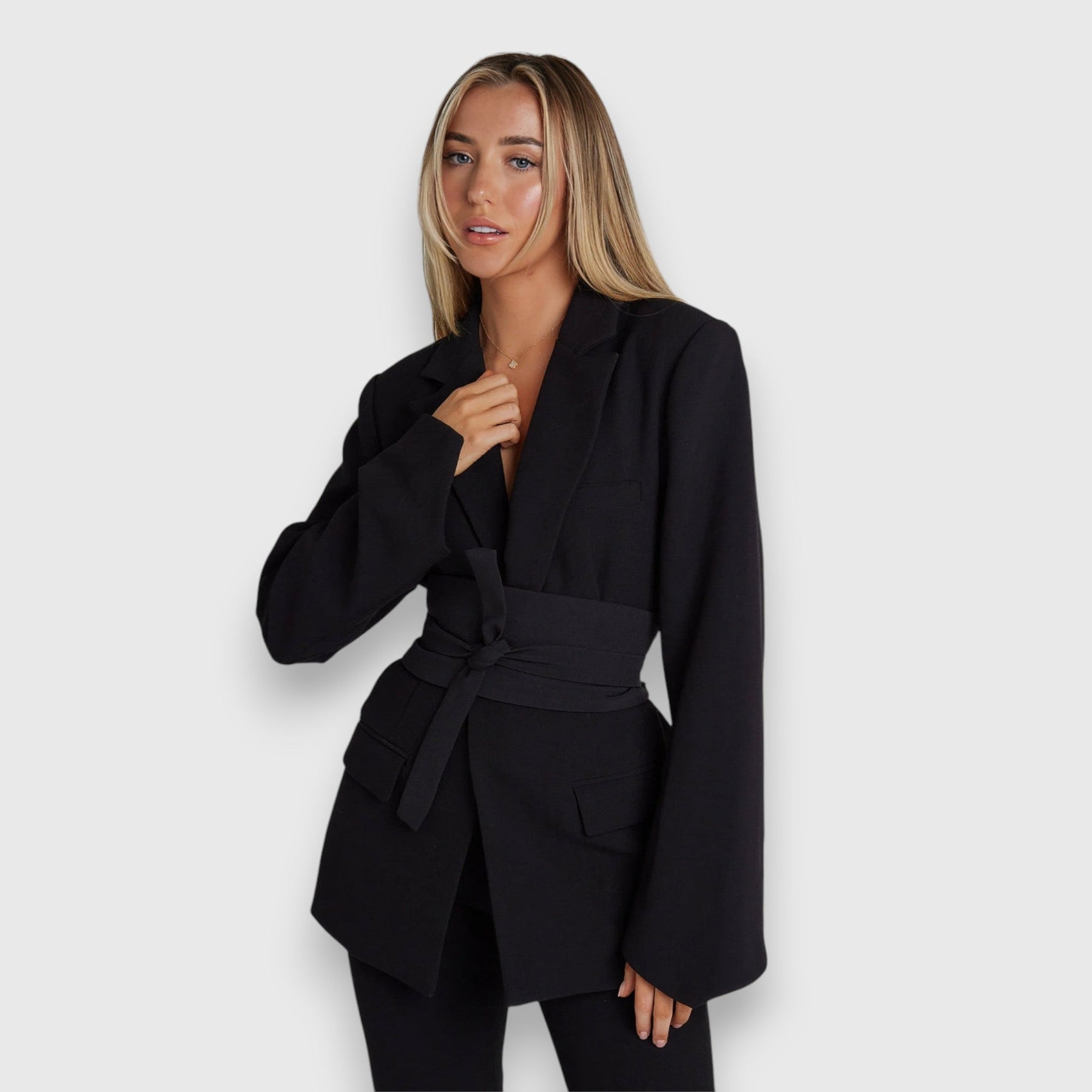 Nalissea Women's Blazer | Tailored Fit, Belted Elegance