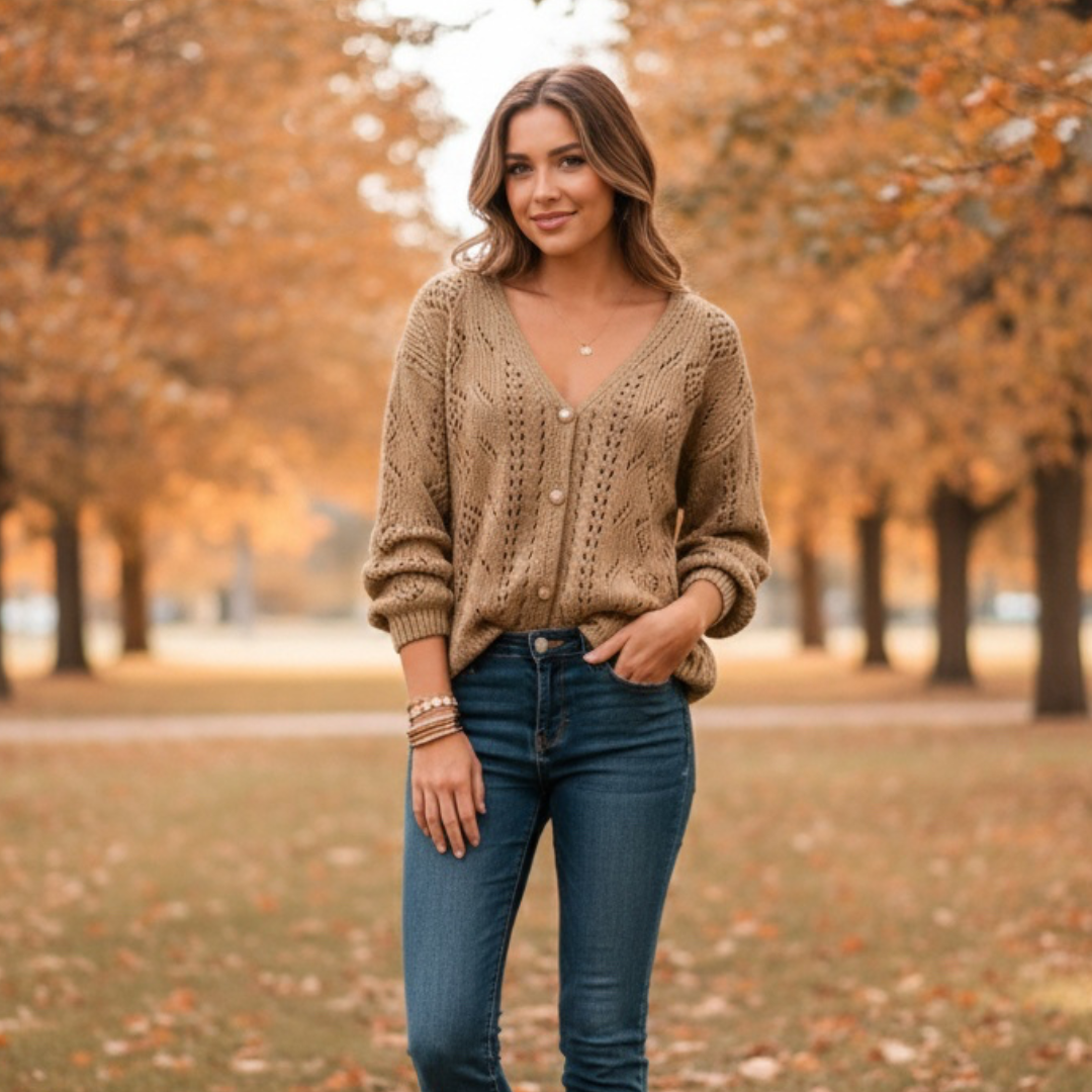 Solenne Women’s Button-Front Cardigan | Knitted Texture, Colour Variety